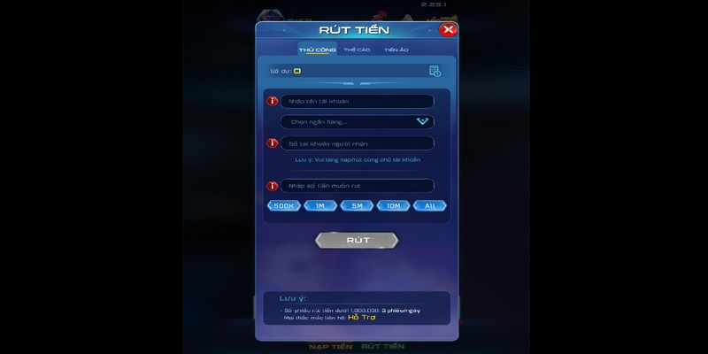 Cách rút tiền VIP79 qua ngân hàng nội địa